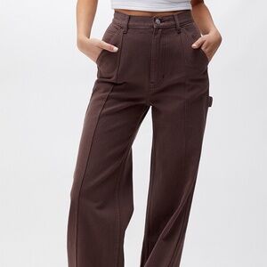 Pacsun Ultra High Rise Dark Brown Flared Carpenter Jeans